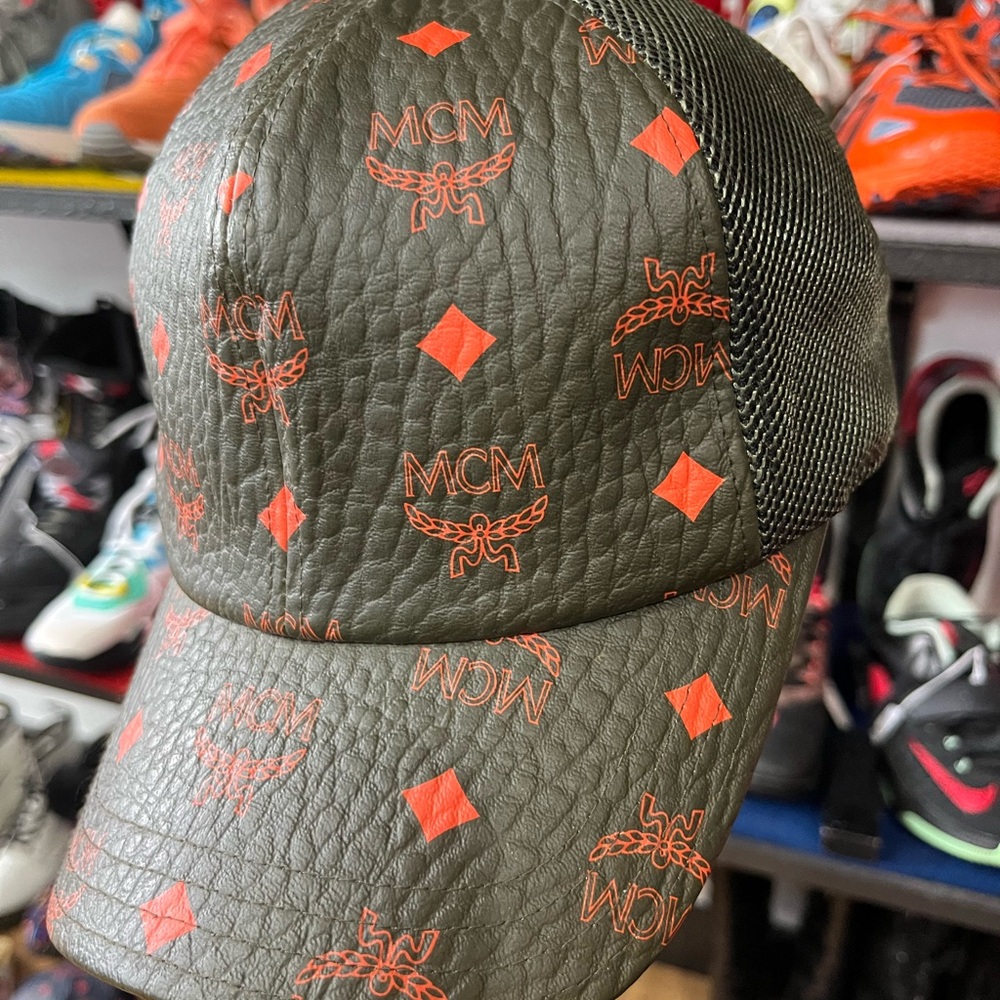 MCM Olive and Orange Logo Cap